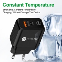 Adaptateur mural et de voyage intelligent 25W PD USB C à chargement rapide pour téléphones portables et appareils photo compatibles avec les prises EU et US