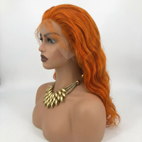 Aurasilva Perruque Lace Front HD Transparente 13x4, 24 Pouces, Ondulée, Orange Vif, 100% Cheveux Humains Chinois, Sans Colle, Pré-Pluckée, Densité 150%