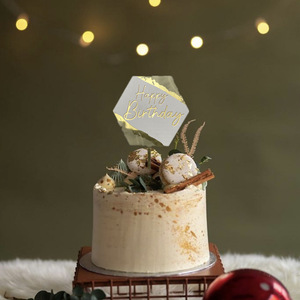 Cross-border ins vent printemps <span class=keywords><strong>série</strong></span> acrylique joyeux anniversaire gâteau insérer carte maman fleur couleur imprimé gâteau plug-in gâteau topper - Product Image 4