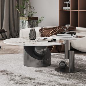 סלון יוקרתי יוקרתי מודרני סלון עגול שולחן קפה יצירתי מפלדת אל חלד עם ריהוט ביתי - Product Image 4