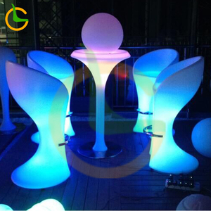 Set illuminato illuminazione impermeabile tavolo alto e sedia sgabelli da Bar a Led Modern LED Outdoor Nightclub Party mobili da Bar in plastica - Product Image 3