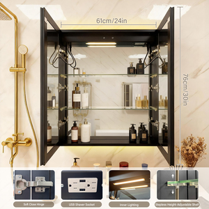 <span class=keywords><strong>Armoire</strong></span> à miroir LED à double porte personnalisable, anti-buée, 3 températures <span class=keywords><strong>de</strong></span> couleur, éclairage intérieur, <span class=keywords><strong>prise</strong></span> USB pour rasoir - Product Image 6