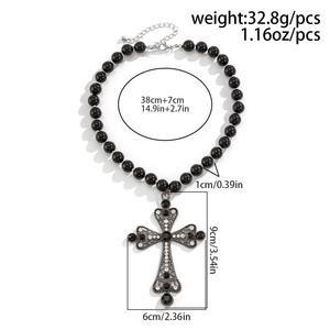 Collares con colgantes de Cruz de cristal hueco grande para mujer, cadenas de cuentas de boda a la moda para mujer, accesorios en el cuello, joyería de moda - Product Image 6