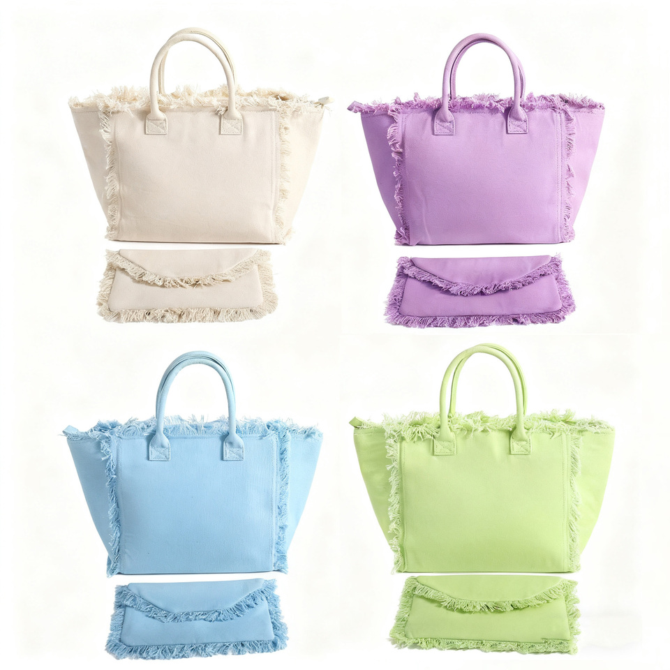 Waterproof Stock Luxury Shopping Travel Beach Canvas Totes Set Zipper Shoulder Tote Bag Purses And Handbags Women's Tote Bags