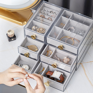 Transparent Jewelry <b>Storage</b> Box <b>Drawer</b> Style With Compartments For Rings Earrings Watches Organizers <b>Plastic</b> Jewelry Box - Product Image 1