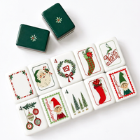 Tuiles de Mahjong de Noël Vintage, 160 pièces, 4 couches, en acrylique, ensemble américain, Père Noël, Elfe, Chaussette de Noël, Mahjong, Cadeau de Fêtes