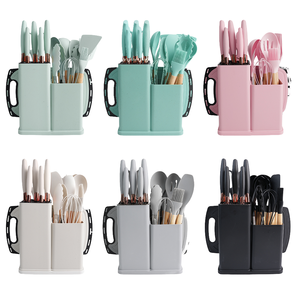 19pcs Heat Resistant Silicone <strong>Kitchen</strong> <strong>Accessories</strong> With <strong>Wood</strong> Handle <strong>and</strong> Cuttings Board Storage Bucket <strong>Kitchen</strong> Gadget Set - Product Image 3