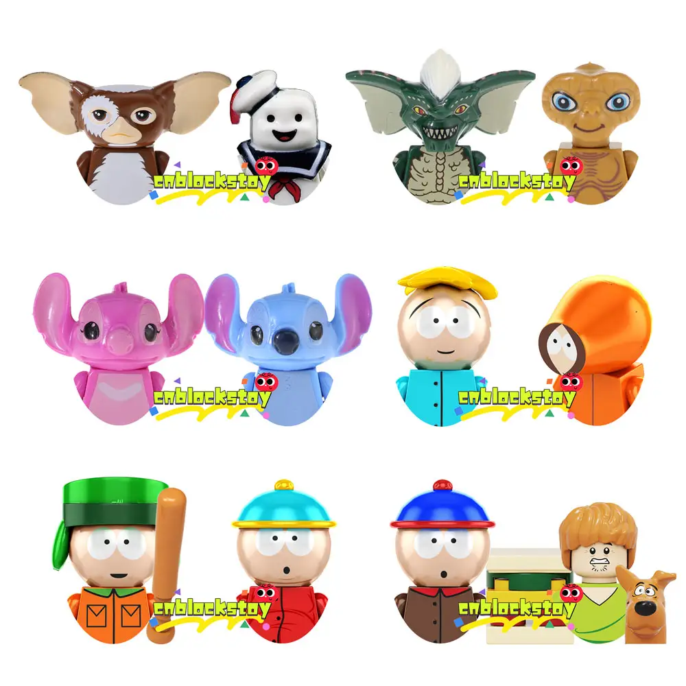 E.T Mogwai Stripe Gizmo Lilo & Ponto Angie South Park Filme Cartoon Game Building Block Tijolos Figura Toy Juguetes