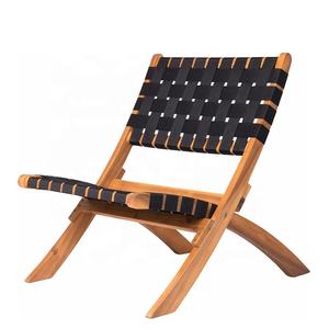 كرسي خارجي بمقعد منسوج أسود للاستخدام الداخلي والخارجي في الشرفة والحديقة والفناء والشاطئ والتخييم - Product Image 1