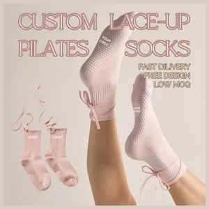 جوارب يوجا وردية مخصصة بالجملة مضادة للانزلاق، محبوكة بنقش جاكار، للرجال والنساء - Product Image 1