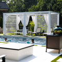 Pergola bioclimatique moderne en aluminium HENLIXO avec finition thermolaquée, toit rétractable extérieur - Tailles de 3x3m à 6x4m