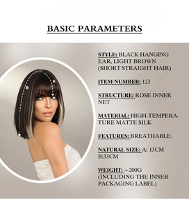 Perruque Bob <span class=keywords><strong>Courte</strong></span> Droite Naturelle Respirante Légère de Haute Qualité Fabriquée à la Machine pour Femme, Modèle <span class=keywords><strong>Cheveux</strong></span> Courts à Porter Derrière les Oreilles - Product Image 5