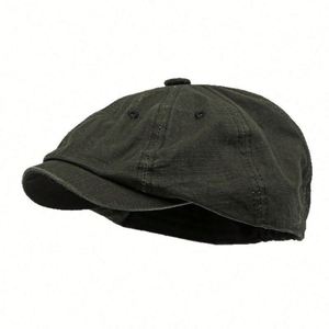 Summer British Vintage Beret <b>Hat</b> Men Washed Cotton Solid Color Newsboy <b>Hat</b> - Product Image 4