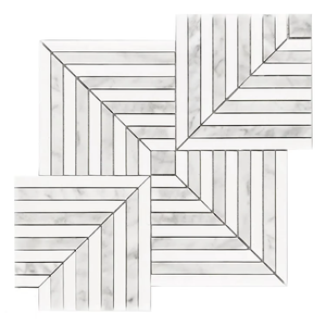 Thiết kế thời trang hiện đại đá cẩm thạch tự nhiên ý Carrara đá trắng khảm cá hình gạch cho nhà bếp tam giác khảm đá cẩm thạch - Product Image 2