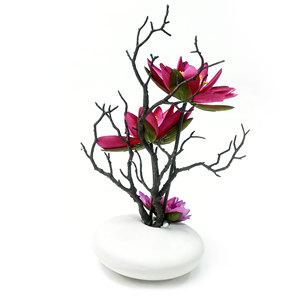 Loto Artificial con Piedras Blancas, Adorno en Maceta de Cerámica Refinada, Flores Artificiales Ideales para Decoración de Bodas y Eventos - Product Image 3