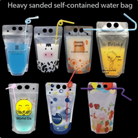 Sachet Doypack transparent givré de qualité alimentaire avec fermeture éclair, impression en héliogravure, matériau PET/PE, avec poignées pour jus et boissons liquides