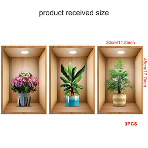 Soggiorno autoadesivo tv sfondo vaso 3d stampa adesivi da parete pianta - Product Image 6