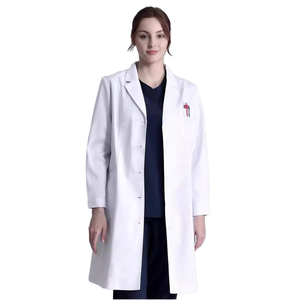 专业男女通用工作服 透气棉涤混纺医院制服 白色实验室外套 医生服 - Product Image 1