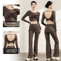 Nouveau style 2026 – Pantalon de yoga bootcut pour femme en nylon, absorbant la transpiration, taille haute, idéal pour le fitness, le Pilates et les activités de plein air