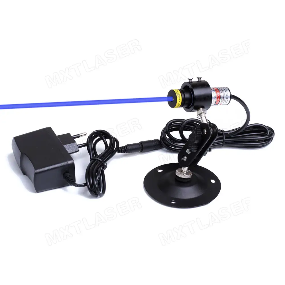 D18X65mm Focusable 450nm 5V DC Blue Dot Laser Module for Cutting Positioning (Laser Module+Adapter+Bracket) 10mW 30mW 50mW 80mW