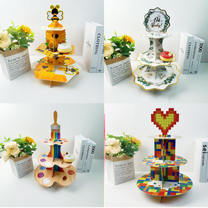 Supporto per Cupcake '<span class=keywords><strong>Buon</strong></span> <span class=keywords><strong>Compleanno</strong></span>', Porta Cupcake per Feste di <span class=keywords><strong>Compleanno</strong></span>, Supporto per Torte, Torre per Dessert in Cartone per Forniture per Feste a Tema - Product Image 1