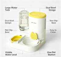 Distributeur d'eau et de nourriture automatique élégant et portable pour animaux domestiques (chats et chiens), à usage intérieur, avec bol intégré en plastique arrondi, étanche et robuste