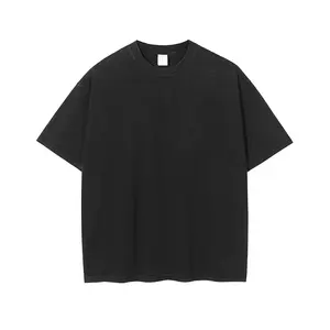 Tshirt Ringer Kualitas Tinggi Homme Logo Kustom Polos Vintage T Shirt Ukuran Besar 100% Katun Berat Dicuci T Shirt Pemasok