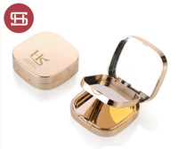 Double couche personnalisée or carré luxe vide visage poudre libre compact cosmétique pressé maquillage avec miroir