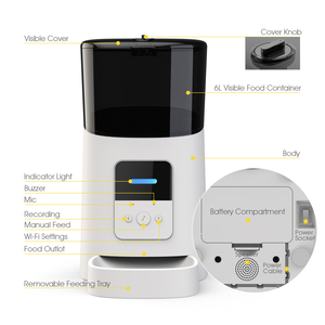 6L Tuya App kontrolü akıllı otomatik evcil hayvan besleyici Wifi kuru kedi köpek gıda dağıtıcı pil kumandalı elektrik otomatik evcil hayvan besleyici - Product Image 6
