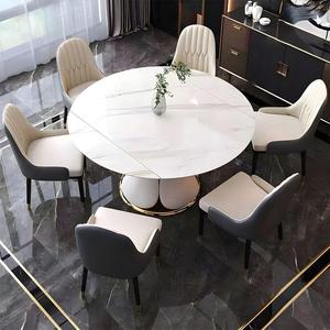 Round <b>White</b> Marble Sintered Stone <b>Table</b> Top with Stainless Steel Edge | Luxury Commercial Tabletop Wholesale - Product Image 5