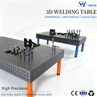 Table de travail industrielle robuste en fonte de haute précision pour soudure, 1000x800x200mm, 3D, pour atelier de mécanique