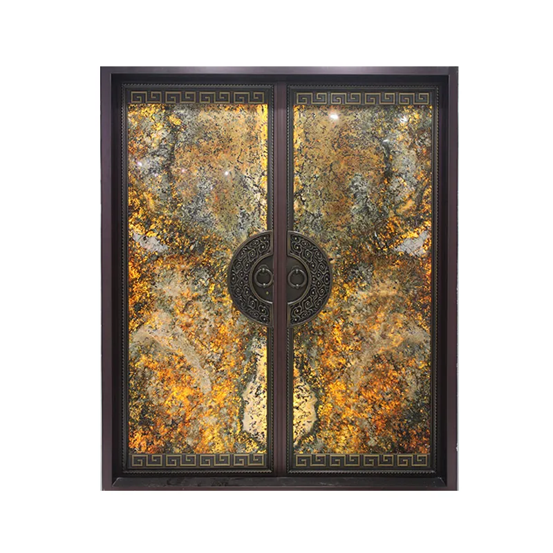 新しいデザインモダンな天然石バックライト付きヴィラ玄関ドア