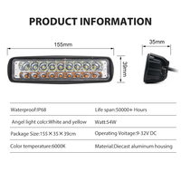 Barre lumineuse LED tout-terrain mini double rangée haute puissance RCJ 54W, en aluminium aéronautique 6063, 9-32V, puce 3030, faisceau spot 6500K pour camion/voiture