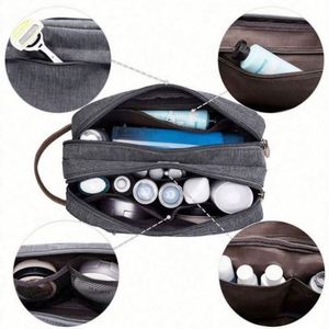 Bolsa de Maquillaje de Doble Capa de Tela Oxford, Bolsa de Aseo Portátil Impermeable de Nailon para Hombre, en Oferta - Product Image 6