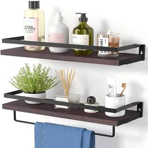Rak Pengering Rambut Gantung Dinding Kayu untuk Penyimpanan Kamar Mandi, Hemat Ruang, Rak <span class=keywords><strong>Rustic</strong></span>, Maksimalkan Ruang dan Tempat Peralatan - Product Image 5