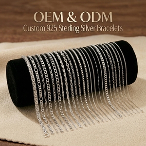 <span class=keywords><strong>Bracciale</strong></span> a catena in argento sterling 925 personalizzato OEM ODM per uomo e <span class=keywords><strong>donna</strong></span>, catena a maglia cubana, Figaro, Snake, gioielli raffinati. - Product Image 1