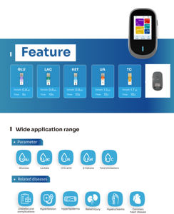 शीर्ष बिक्री usmily HC-601 इलेक्ट्रिक मल्टीफंक्शनल ग्लूकोज लैक्टेट बीटा-केटोन एसिड कोलेस्ट्रॉल हेमेटोक्रिट मॉनिटरिंग मीटर - Product Image 2
