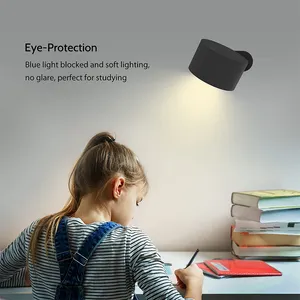 Светодиодный настенный светильник для чтения с USB, вращающийся на 360 градусов, магнитный шар с регулируемой яркостью, сенсорное управление, для помещений, Детская прикроватная настенная лампа для книг