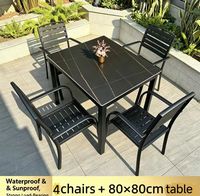 Ensemble de table et de chaises de jardin avec plateau en pierre, plusieurs combinaisons disponibles