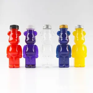 Mais recente Design Novel aparência Descartável Plastic Bottle Bear Juice Beverage Recyclable Plastic Bottle Leakage Proof Bottle