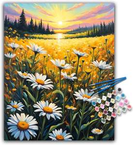 Kit de peinture par numéros SONGWOO ART pour adultes, motif fleurs et marguerites, peinture acrylique DIY par numéros - Product Image 1