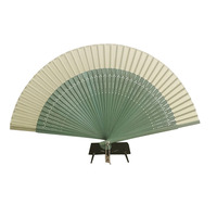 Éventail pliant compact en bambou de style chinois antique, accessoire Hanfu Cheongsam d'été, éventail de danse, motif feuille vert