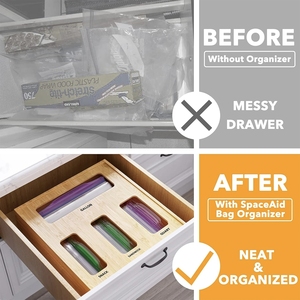 Modern <b>Kitchen</b> Living Room Drawer Bag <b>Storage</b> Organizer Compatible Gallon Sandwich Snack Bags (12.75x12x3 Inches 1 Box 4 - Product Image 6