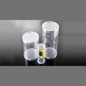 Aangepaste Pvc Transparante Ronde Buis Tin Speelgoed Snoep Display Container Geschenkdoos Verpakking