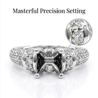 Bestseller 18K Massivgold-Ringfassung mit Zierreihen-Akzent, Natürlicher Diamant, 4-Krappen-Fassung, Schwerer Ring für Luxus-Partys