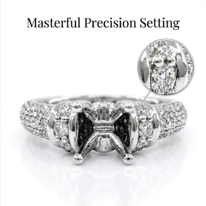 Anillo de Oro Sólido de 18K Más Vendido, Base para Engaste con Hilera Ornamentada, Acento de Diamante Natural de 4 Puntas, Montura de Banda Ancha para Fiesta de Lujo - Product Image 2