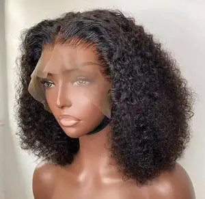 Großhandel 13*4 Afro Kinky Curly Echthaar Textur Haaransatz Perücken Süd indischen Tempel Rohhaar Frontal und Verschluss Kostenloser Versand