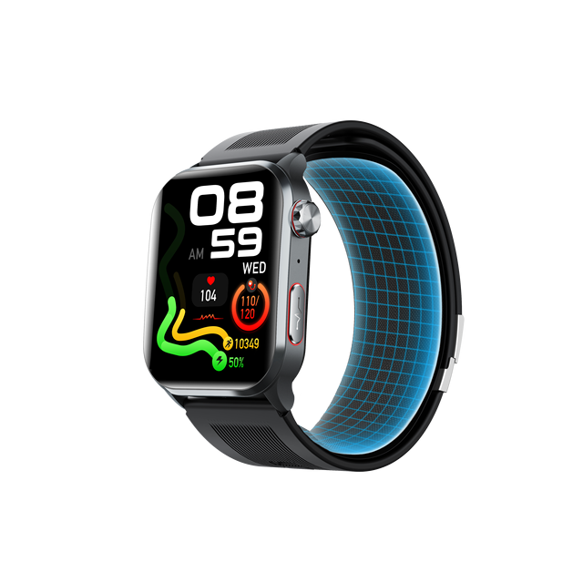 2.10 Inch Air Pump Blood Pressure Smart Watch TI4950 Chip World Time HRV Analysis Pressure Monitoring ECG