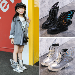 Children's Short <b>Boots</b> <b>Spring</b> and Autumn New Girls Wings Fashion Colour Short <b>Boots</b> Girls Silver Princess <b>Boots</b> - Product Image 4