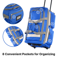 Sac de voyage extensible 29 pouces bleu royal, sac à roulettes premium résistant aux déchirures, sac de voyage à roulettes multi-compartiments